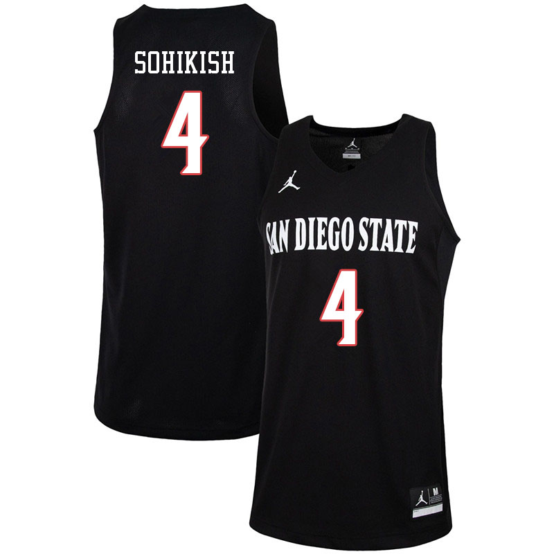 Jordan Brand Men #4 Michael Sohikish San Diego State Aztecs College Basketball Jerseys-Black - Click Image to Close